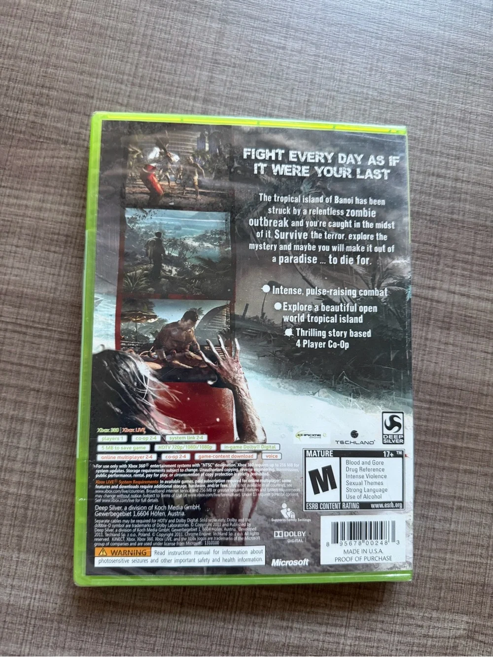 XBOX 360 Dead Island Video Game - NWT